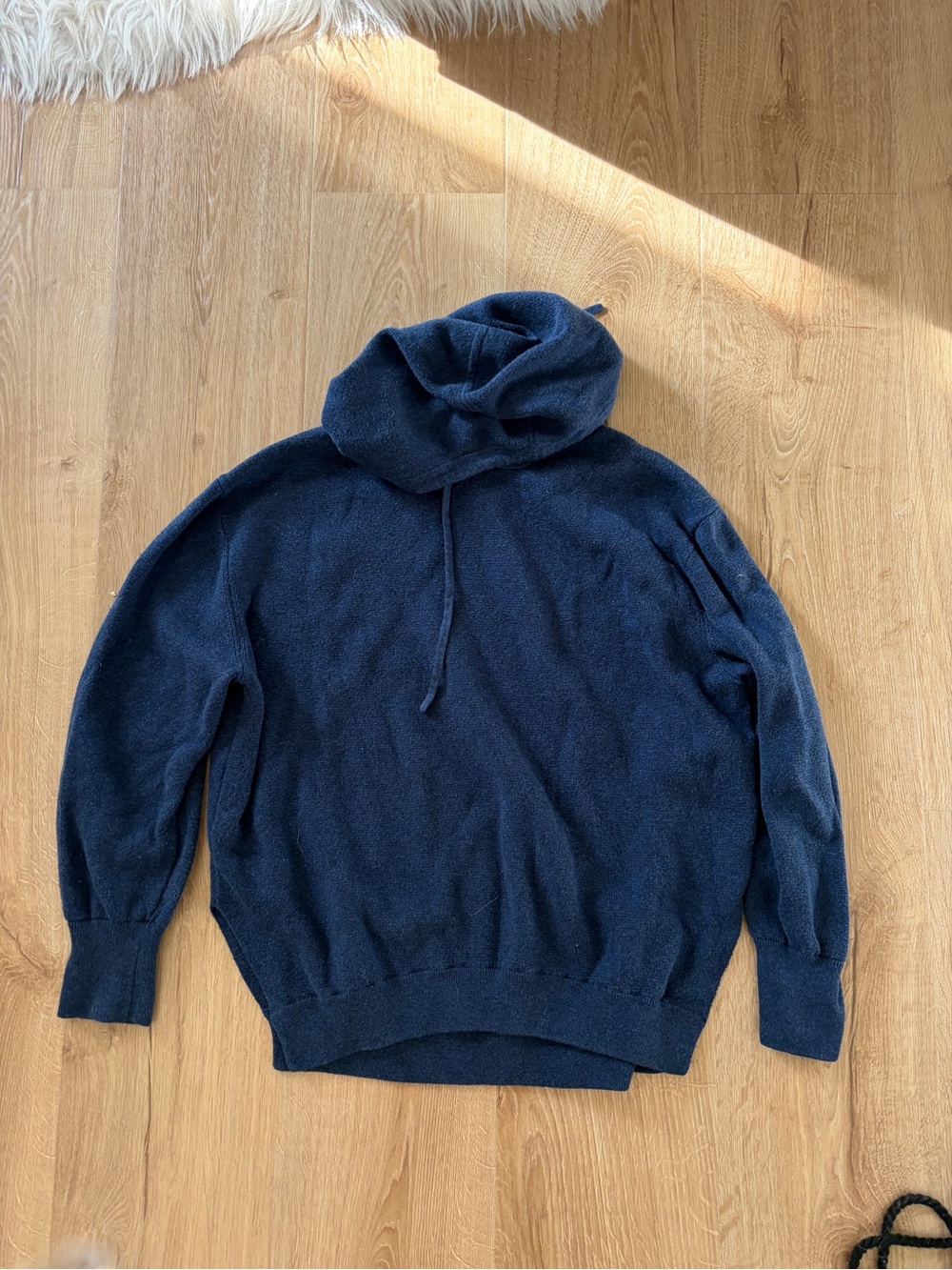 Navy Knit Hooded Pullover Sweater
